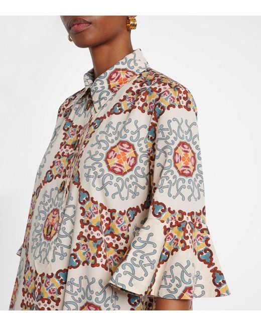 LaDoubleJ Natural Artemis Printed Cotton Poplin Shirt Dress