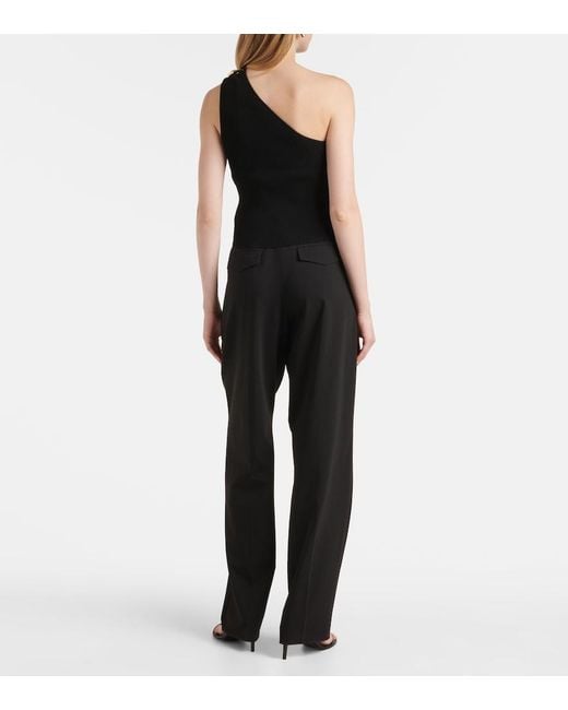 Jonathan Simkhai Black Fenix Ribbed-Knit One-Shoulder Top