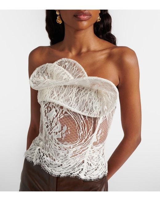 Magda Butrym White Cotton-Blend Lace Top