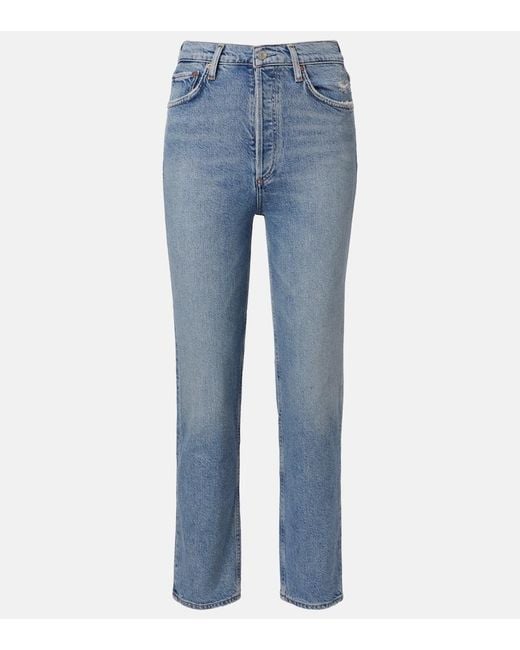 Agolde Blue 90's Pinch Waist Crop Straight Jeans