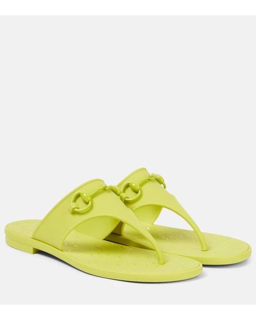 Gucci Yellow Horsebit Thong Sandals