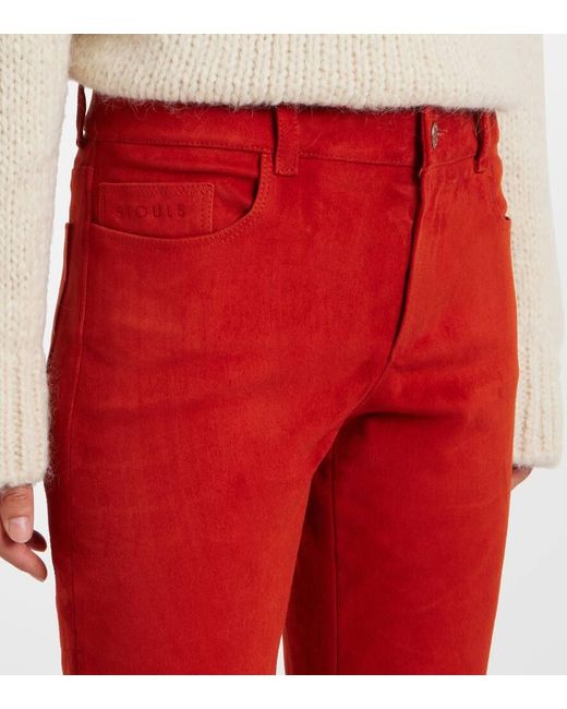 Stouls Dean 22 Low-Rise Suede Flared Pants
