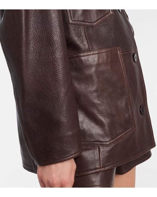 Nour Hammour Brown Leather Jacket
