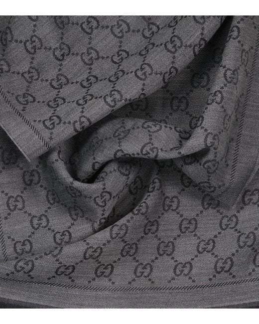 Gucci Gray Gg Motiv Wollschal
