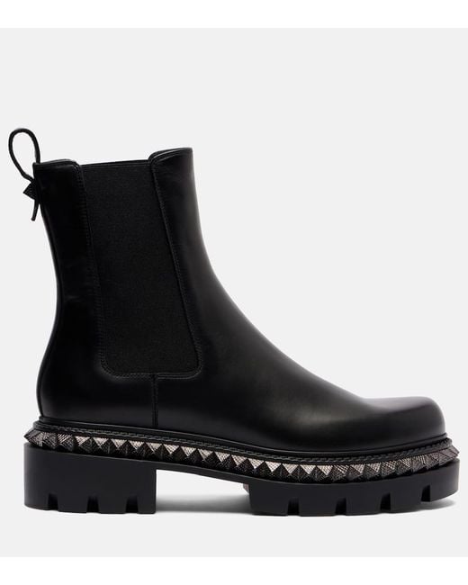 Christian Louboutin Black Emilia Pyraclou Embellished Leather Chelsea Boots