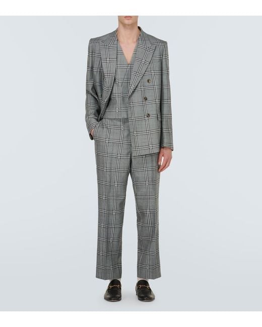 Gucci Gray Checked Wool Vest for men