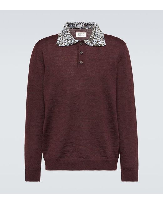 Maison Margiela Red Wool Polo Sweater for men