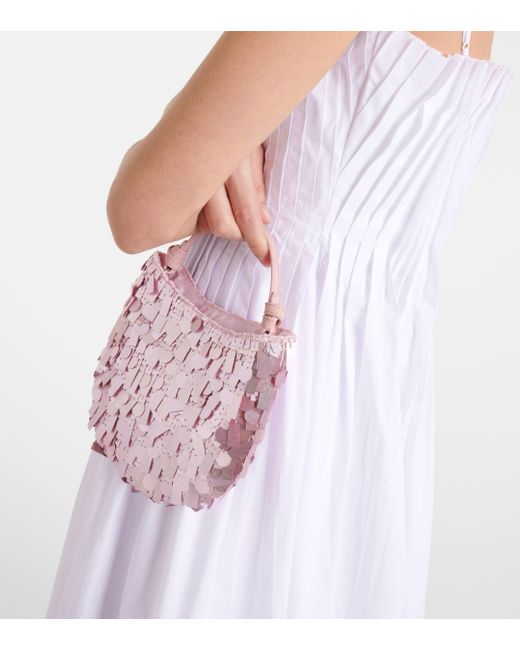 Staud Pink Crescent Mini Sequined Shoulder Bag