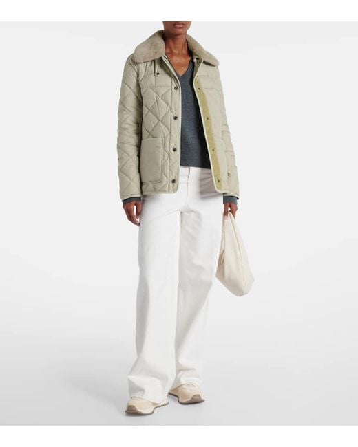 Piumino Cygne Con Pelliccia Sintetica di Moncler in Natural