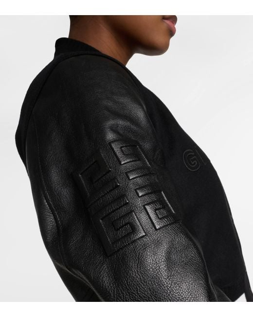 Givenchy Black Wool-blend And Leather Varsity Jacket