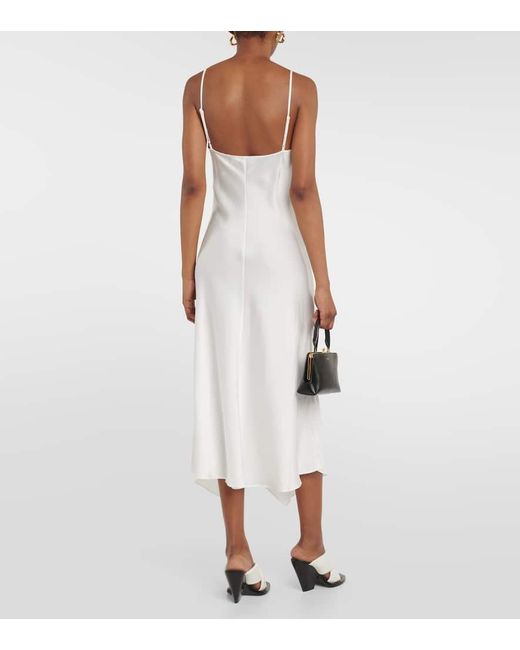 Jonathan Simkhai White Asymmetrical Midi Slip Dress