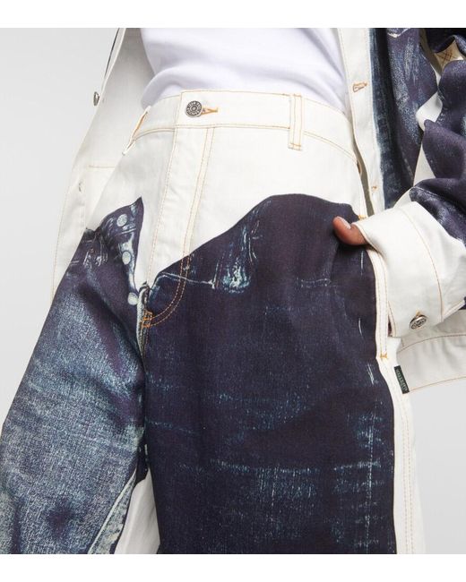 Jean Paul Gaultier Blue Tattoo Collection Trompe L'Oeil Wide-Leg Jeans