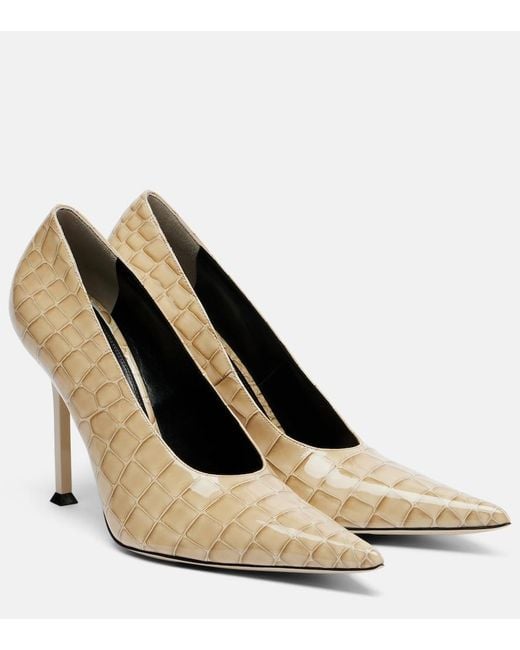 Christen Natural Helix Croc-Effect Patent Leather Pumps
