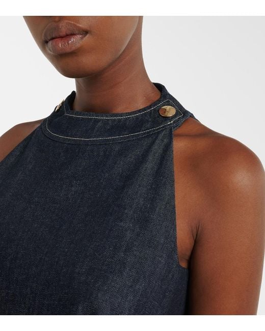 Max Mara Blue Halterneck Denim Minidress