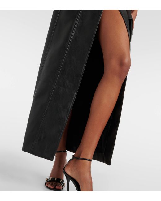 Robe longue Saima en cuir synthetique AYA MUSE en coloris Black