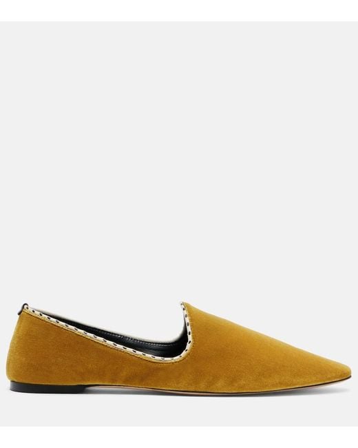 Totême Yellow Velvet Slip-On Shoes