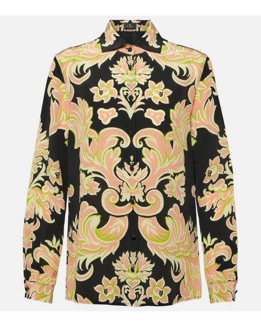 Etro Yellow Printed Silk Shirt