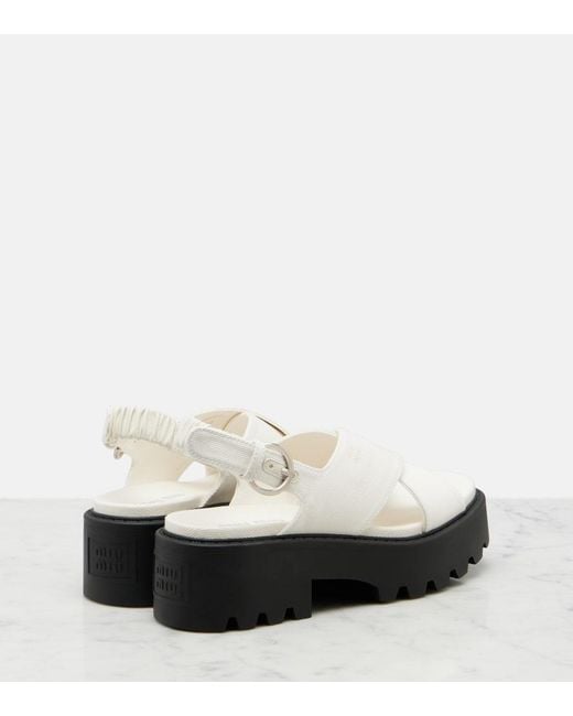 Miu Miu White Platform Slingback Sandals