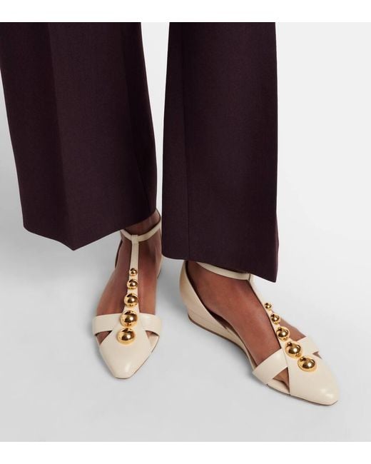 Chloé Natural Embellished Leather Flats