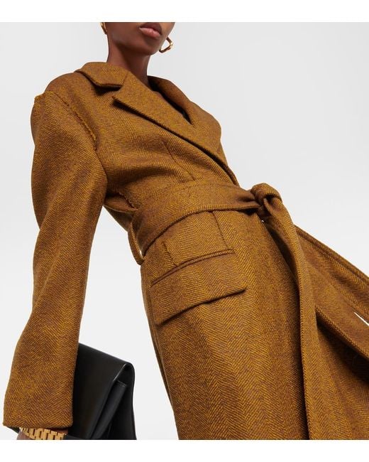 Victoria Beckham Brown Wool-Blend Coat