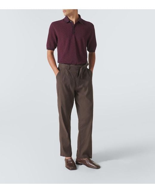Missoni Purple Zigzag Wool-Blend Polo Shirt for men