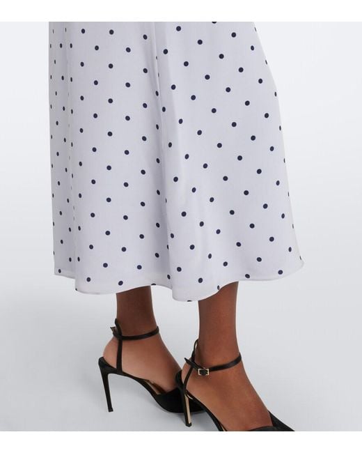Alessandra Rich Blue Belted Polka-Dot Silk Midi Dress