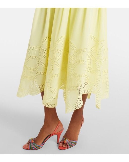 Elie Saab Yellow Halterneck Silk-Blend Midi Dress
