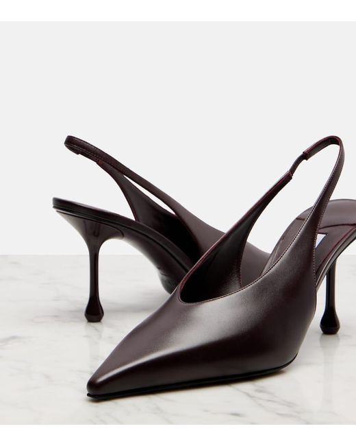 Jimmy Choo Brown Isa 80 Leather Slingback Pumps