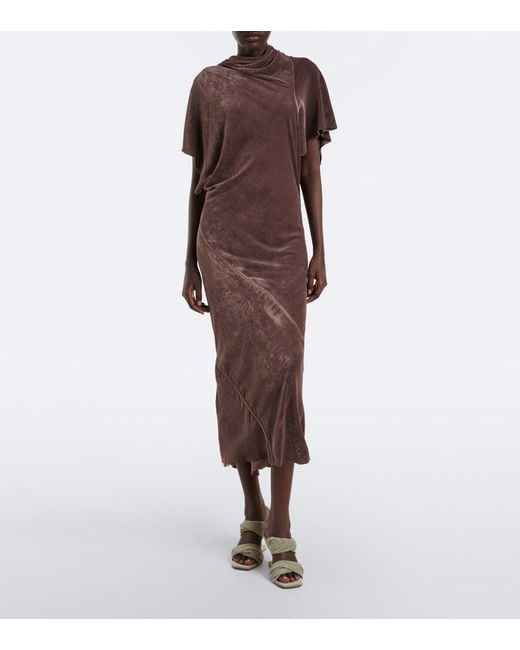Rick Owens White Twisted Cantilever Suede Wedge Mules