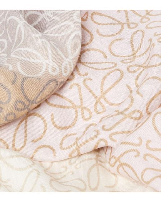 Loewe White Anagram Wool, Silk And Cashmere Scarf