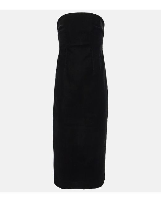 Wardrobe NYC Black Strapless Velvet Midi Dress