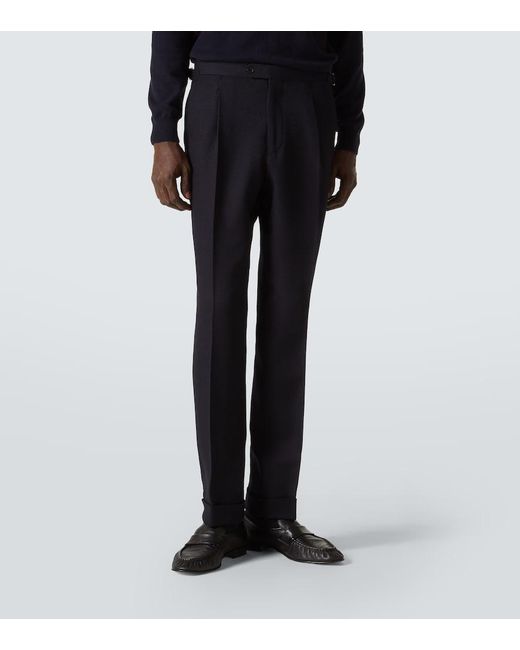 Saman Amel Blue Amie Wool Straight Pants for men