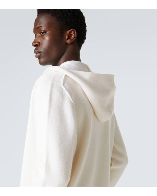 Allude White Wool And Cashmere Hoodie for men