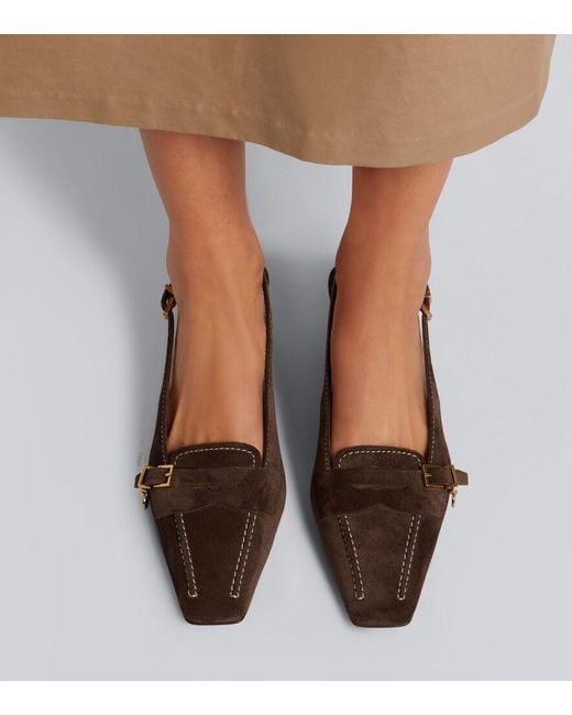 Tod's Brown Suede Slingback Pumps