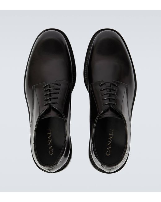 Canali Black Leather Derby Shoes for men