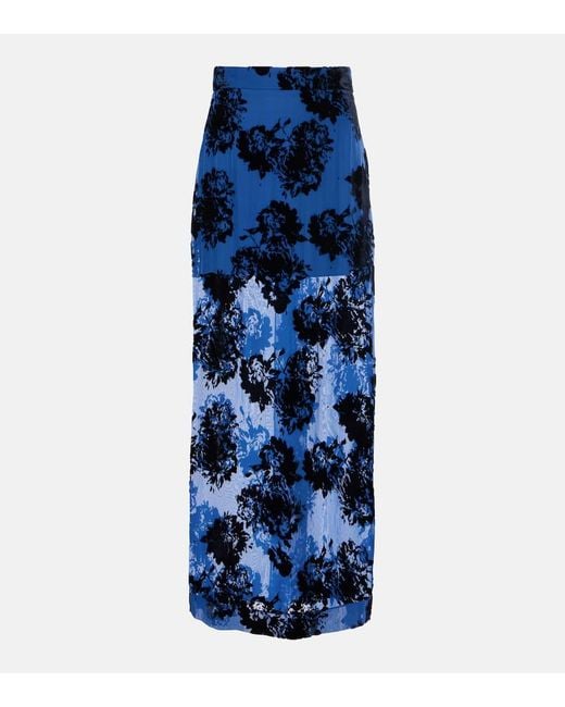 NINA RICCI スカート Devore velvet maxi skirt945595 Nina Ricci Devore Velvet Maxi Skirt in Blue | Lyst