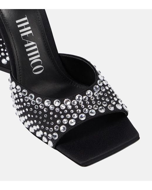 The Attico Black Devon Embellished Satin Mules