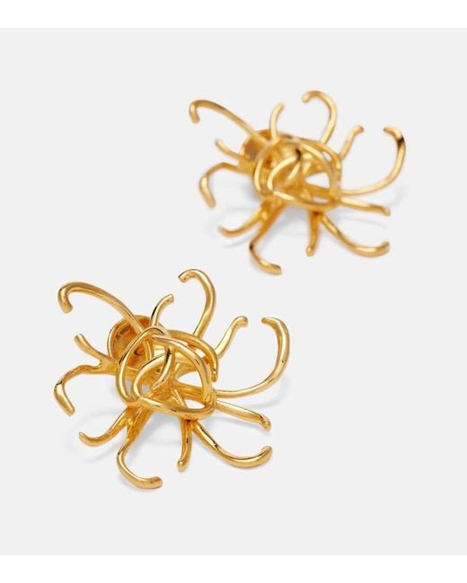 Oscar de la Renta Metallic Wire Flower Earrings