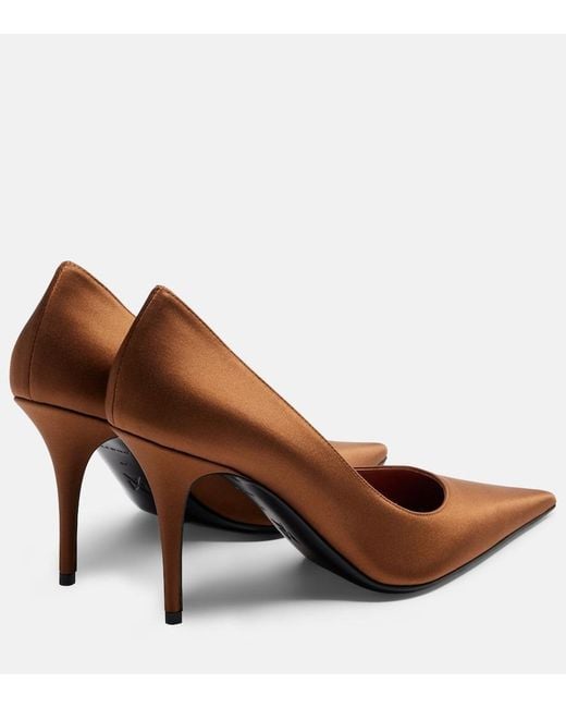AMINA MUADDI Brown Barbara Satin Pumps