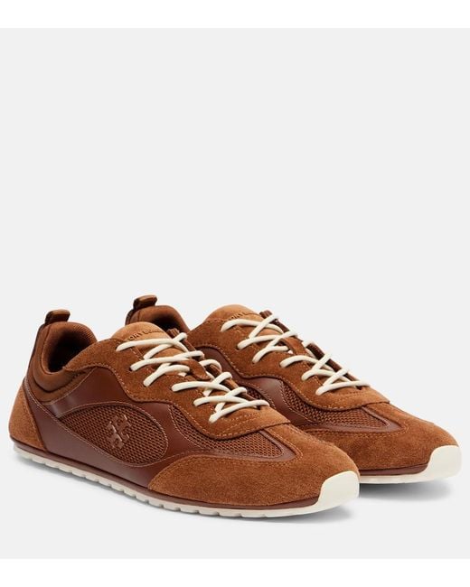 Tory Burch Brown Tory Travel Suede-Trimmed Sneakers
