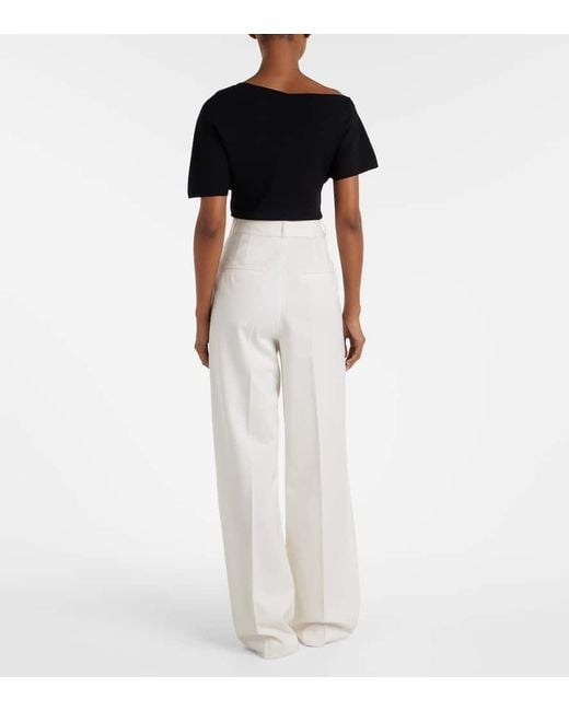 Rohe White Wool-Blend Wide-Leg Pants