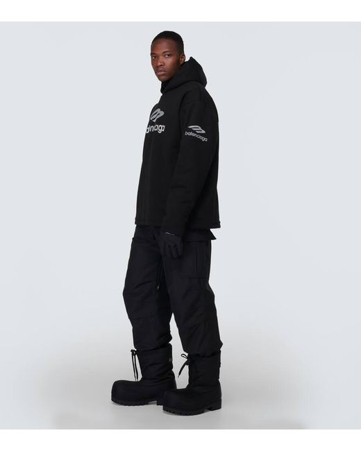 Balenciaga Hoodie 3B Sports Icon Aus Baumwoll-Fleece in Black für Herren