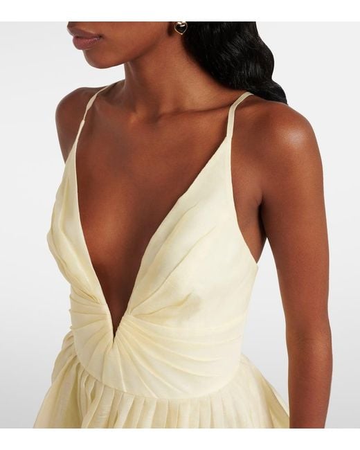 Zimmermann Natural Minikleid Illuminate Aus Leinen Und Seide