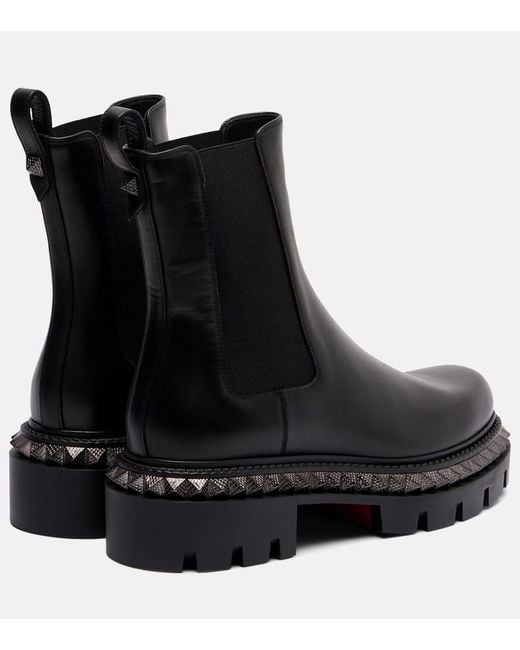 Christian Louboutin Black Emilia Pyraclou Embellished Leather Chelsea Boots