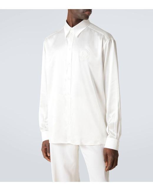 Dolce & Gabbana White Silk Satin Tuxedo Shirt for men