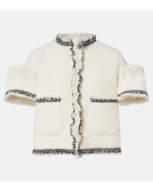 Sacai White Boucle Jacket