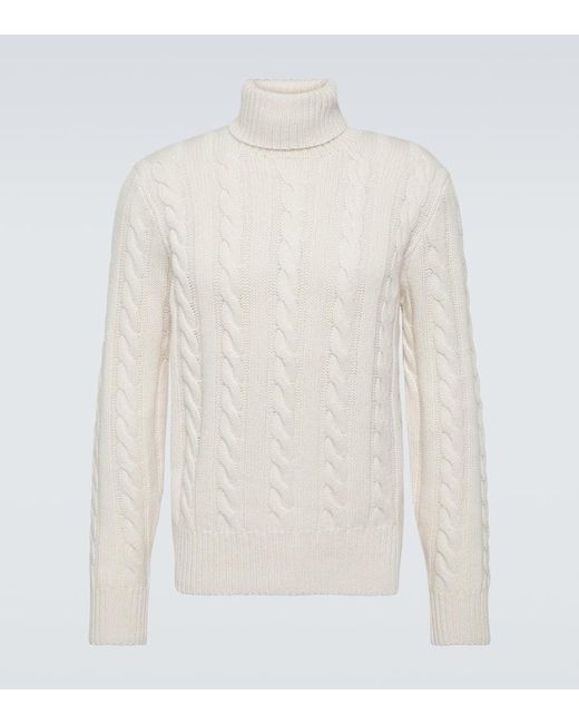 Polo Ralph Lauren White Cable-knit Wool And Cashmere Turtleneck Sweater for men