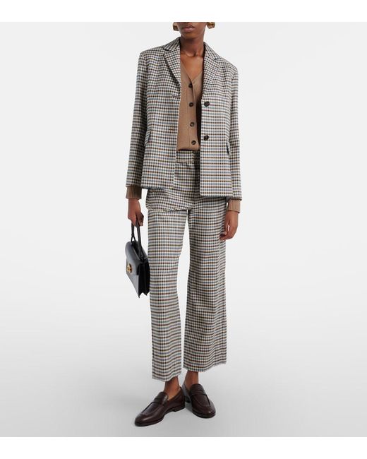 Max Mara Gray Michelle Wool And Cotton Wide-Leg Pants
