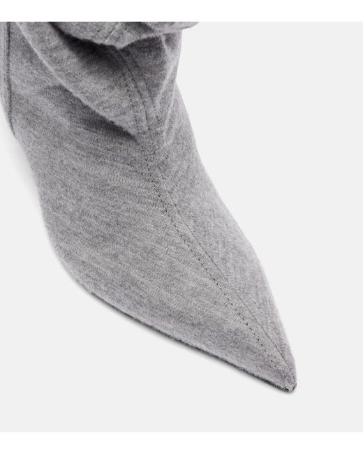 Balmain Gray Draped Ankle Boots