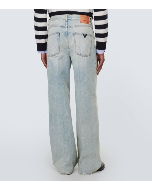 Valentino Blue High-rise Wide-leg Jeans for men
